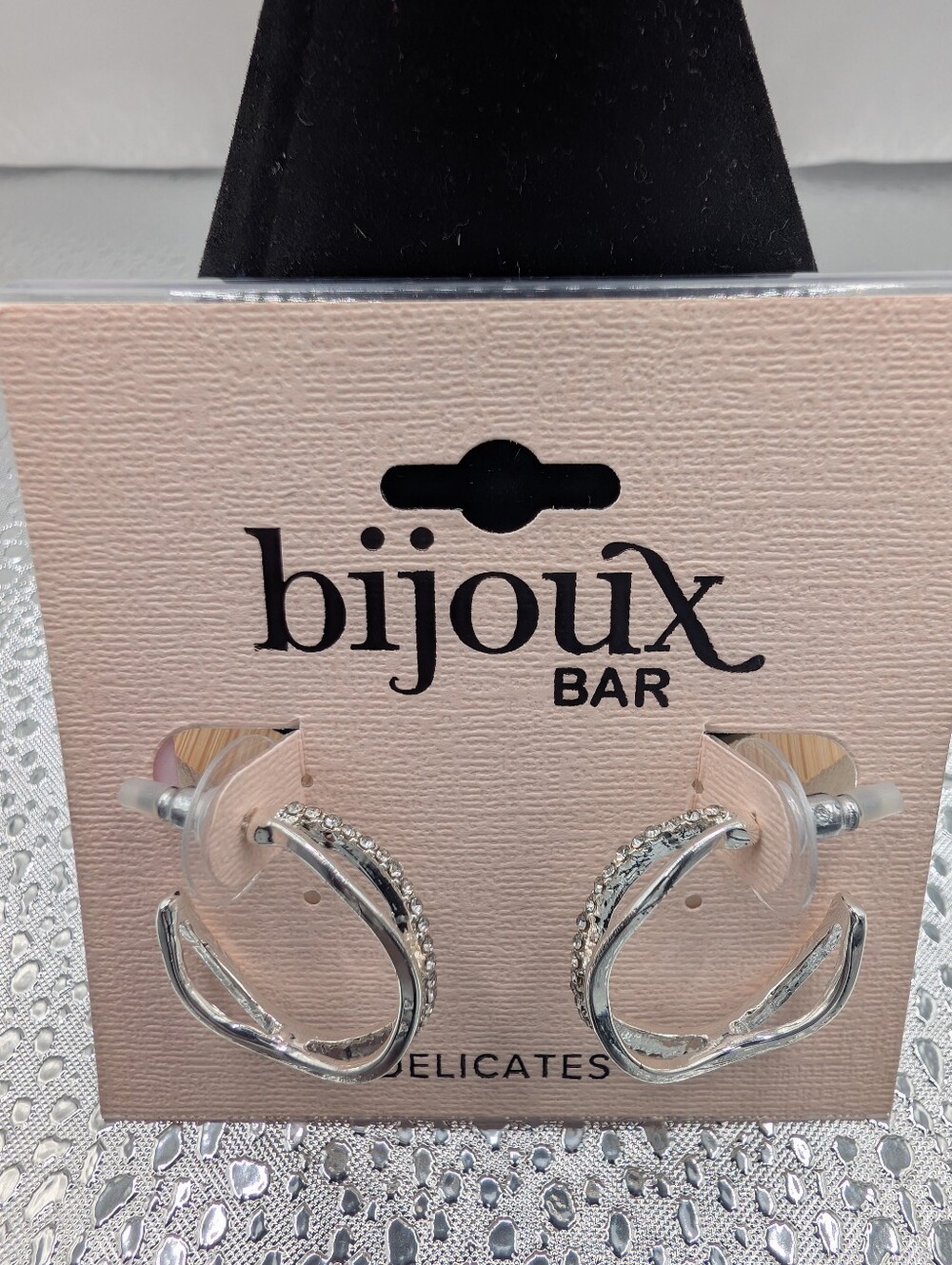 Bijoux Silver-Tone Crystal Hoop Earrings